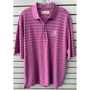 Donald Ross Golf Polo Shirt Mens Large Striped Purple Short Sleeve Embroidered